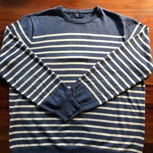 J.Crew Mens XL Blue White Striped Cotton Sweater